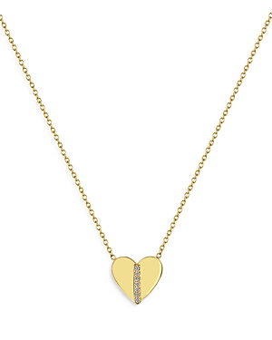 Zoë Chicco 14k Yellow Gold Feel The Love Diamond Heart Pendant Necklace, 14-16