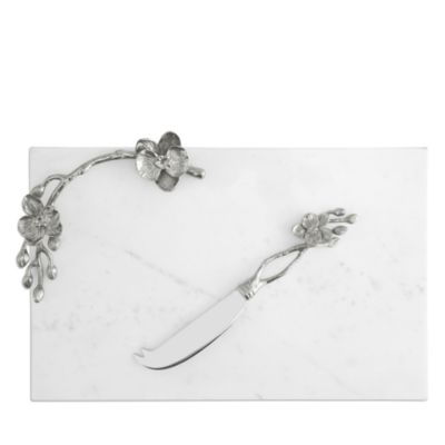 White Orchid Small Cheeseboard with Knife