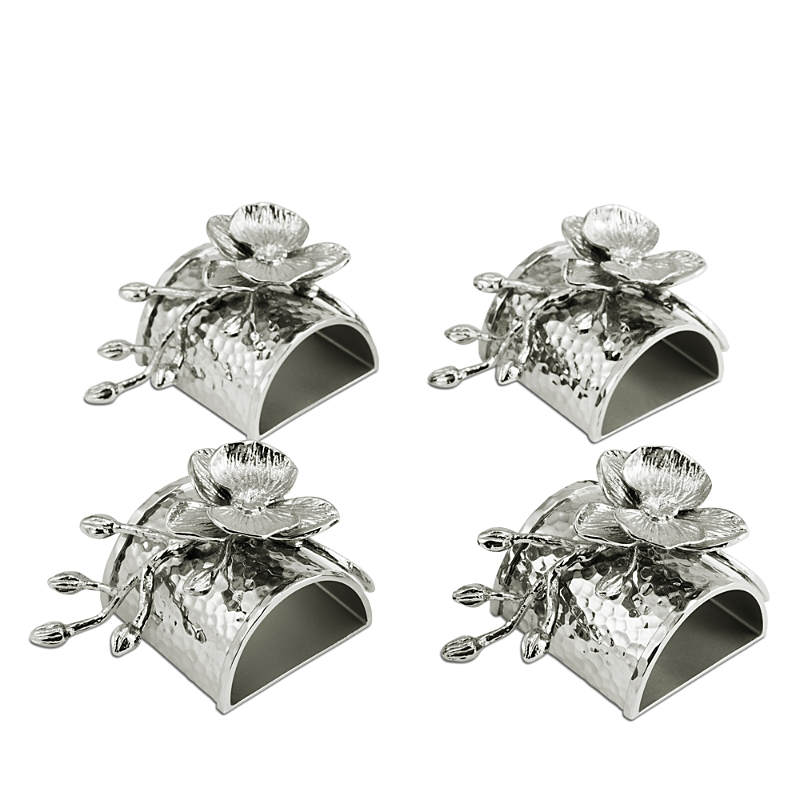 Michael Aram White Orchid Napkin Rings In Silver