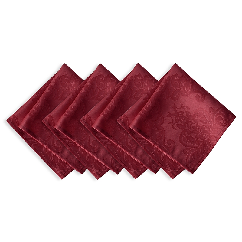 Elrene Home Fashions Elrene Barcelona Jacquard Damask Napkins, Set Of 4 In Burgundy