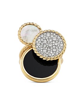 David Yurman - DY Elements® Cluster Ring in 18K Yellow Gold with Mother of Pearl, Black Onyx and Pavé Diamonds