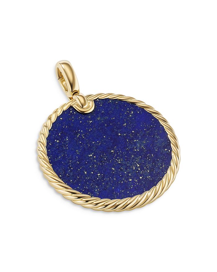 David Yurman - DY Elements&reg; Disc Pendant in 18K Yellow Gold with Lapis