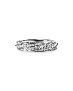 David Yurman - Cable Edge Band Ring in Recycled Sterling Silver with Pavé Diamonds
