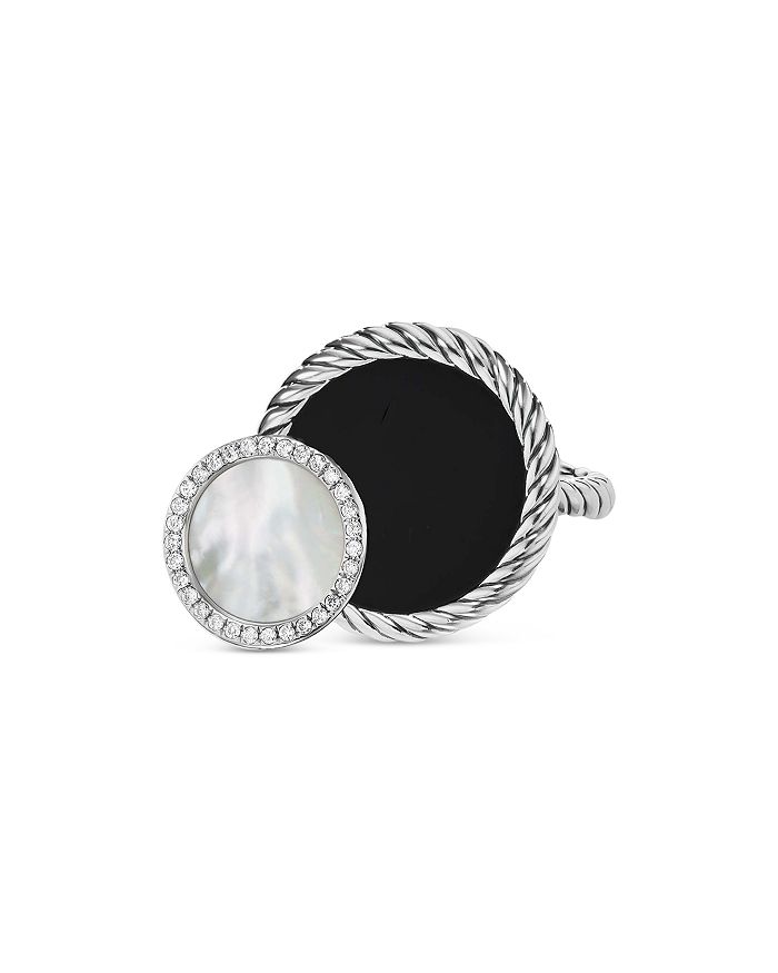 David Yurman - Sterling Silver DY Elements&reg; Onyx, Mother of Pearl and Diamond Eclipse Ring