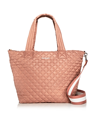 Mz Wallace Metro Deluxe Medium Quilted Tote Bag In Dusty Rose/silver