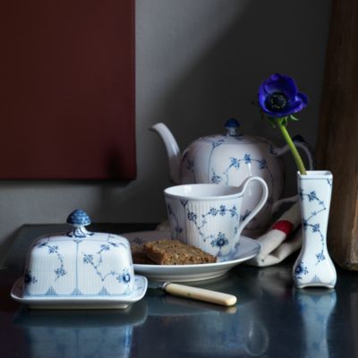 Blue Fluted Plain Small Vintage Vase