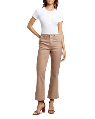 Kendra High Rise Cropped Flared Jeans in Cappuccino