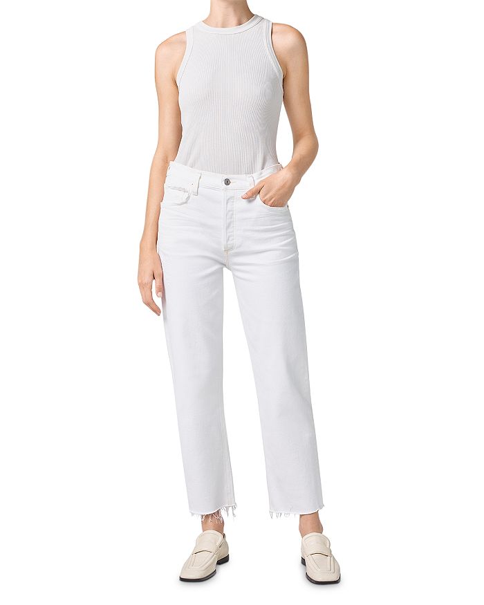Bloomingdales Women Clothing Jeans High Waisted Jeans Florence High Rise Wide Straight Leg Jeans in Chantilly 