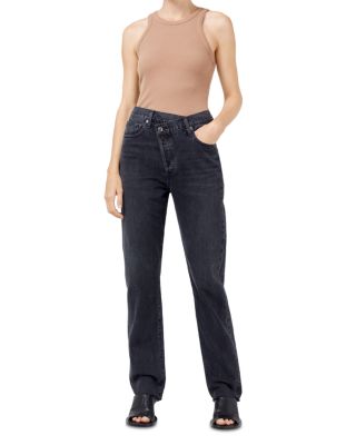 AGOLDE Crisscross Straight Leg Jeans with Raw Hem Smart Closet