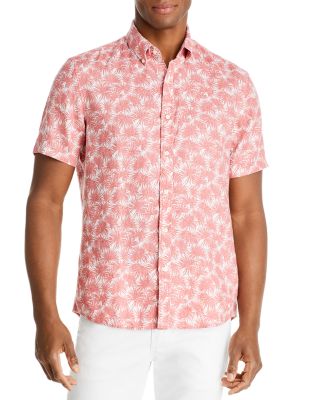 Michael Kors Linen Palm Print Slim Fit Button Down Shirt | Bloomingdale's  Men