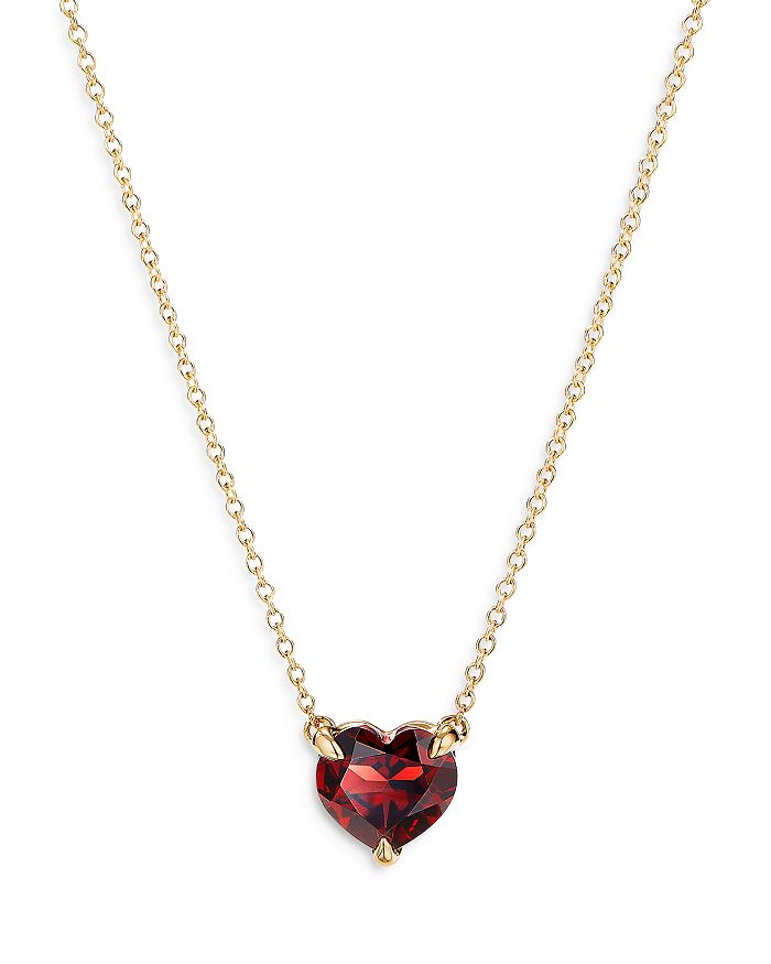 David Yurman - 18K Yellow Gold Ch&acirc;telaine&reg; Heart Pendant Necklace with Garnet, 18"