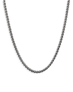 David Yurman - Men's Gray Titanium & Stainless Steel Small Box Chain Necklace 18", 2.7mm