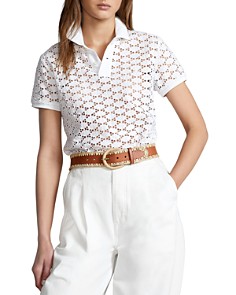 폴로 랄프로렌 폴로셔츠 Polo Ralph Lauren Eyelet Polo Shirt,White