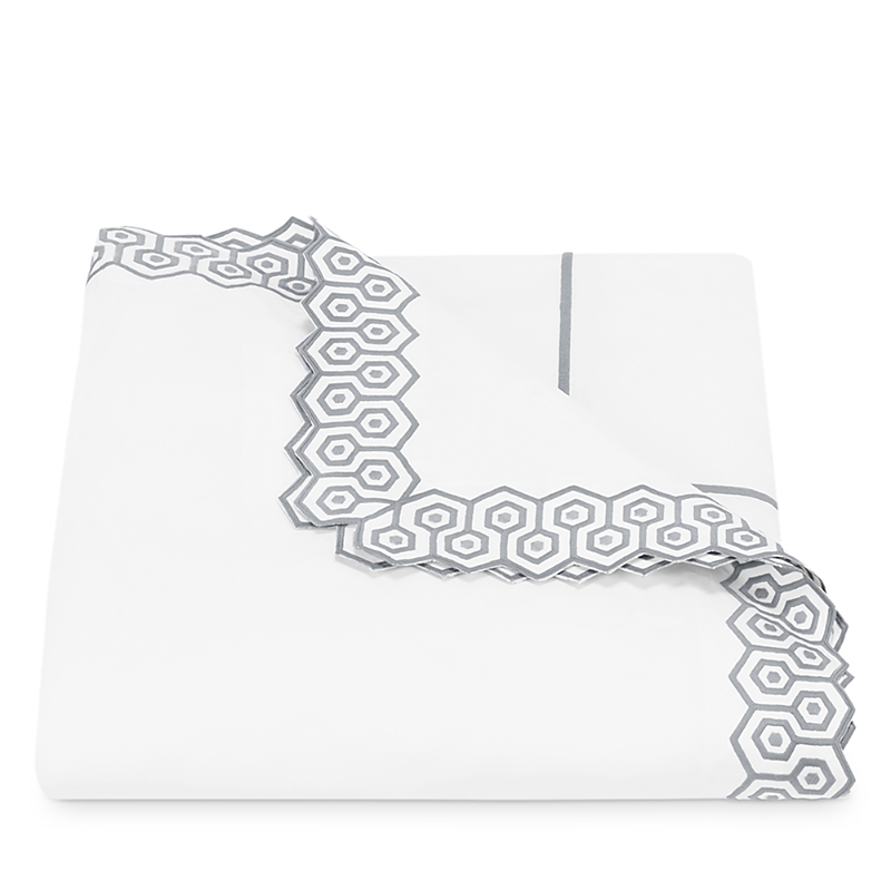 Matouk Felix Full/queen Duvet Cover In Silver