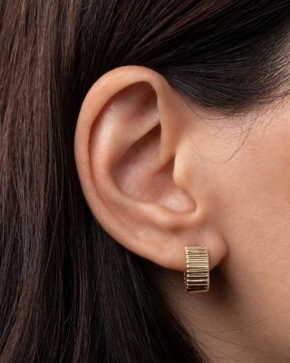 14K Yellow Gold Huggie Hoop Earrings