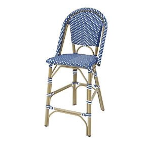 Sparrow & Wren Tricke Faux Rattan Outdoor Bar Chairs, Set Of 2 In Blue