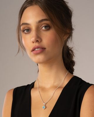 18K Yellow Gold & Sterling Silver Rittenhouse Blue Topaz Bead Frame Pendant Necklace, 16-18"