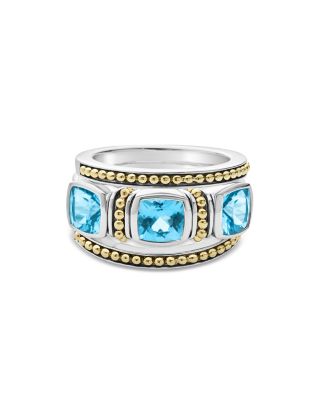 18K Yellow Gold & Sterling Silver Rittenhouse Blue Topaz Beaded Ring