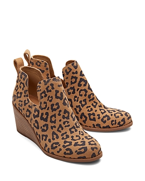 Toms Women's High Heel Wedge Booties In Brown Leopard