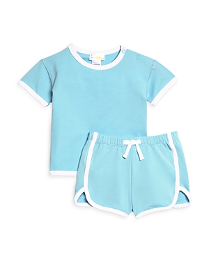 Bloomie's Baby Unisex Contrast Trim Tee & Shorts Set, Baby - 100% Exclusive In Blue