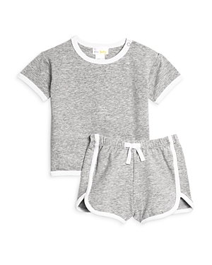Bloomie's Baby Unisex Contrast Trim Tee & Shorts Set, Baby - 100% Exclusive In Grey