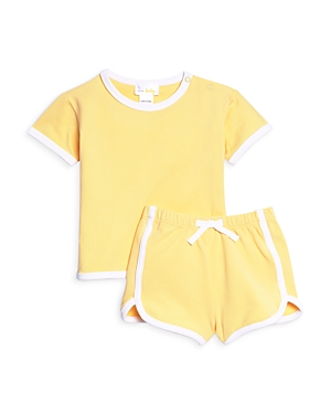 Bloomie's Baby Unisex Contrast Trim Tee & Shorts Set, Baby - 100% Exclusive In Yellow