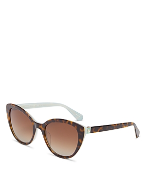 Kate Spade New York Polarized Cat Eye Sunglasses, 55mm In Havana/brown Gradient