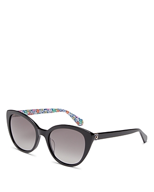 Kate Spade New York Polarized Cat Eye Sunglasses, 55mm In Black/gray Gradient