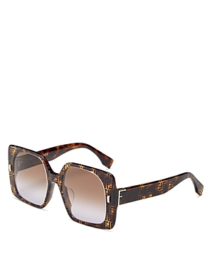 Fendi Women's Square Sunglasses, 53mm In Havana/brown Gradient