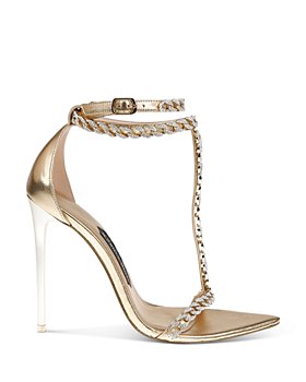 Jessica Rich - Women's Luxe Embellished Chain Ankle Strap High Heel Sandals