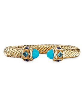 David Yurman - 18K Yellow Gold Renaissance Bracelet with Turquoise, Hampton Blue Topaz & Iolite