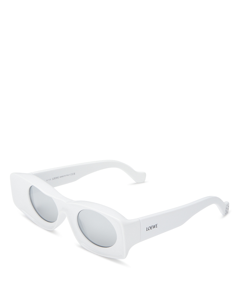 Loewe Paula's Ibiza Rectangle Sunglasses, 49mm In White/gray Mirror Solid