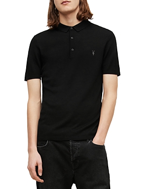 Shop Allsaints Mode Merino Wool Slim Fit Polo Shirt In Black