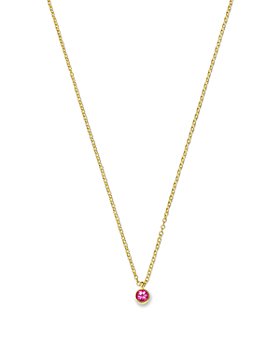 Zoë Chicco - 14K Yellow Gold Pink Sapphire Pendant Necklace, 14-16"