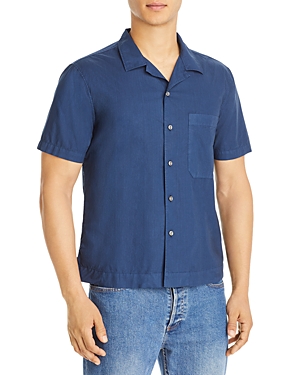 Frame Camp Collar Pocket Short Sleeve Shirt In Navy