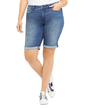 Nydj Plus Briella Roll Cuff Jean Shorts In Bluewell | ModeSens