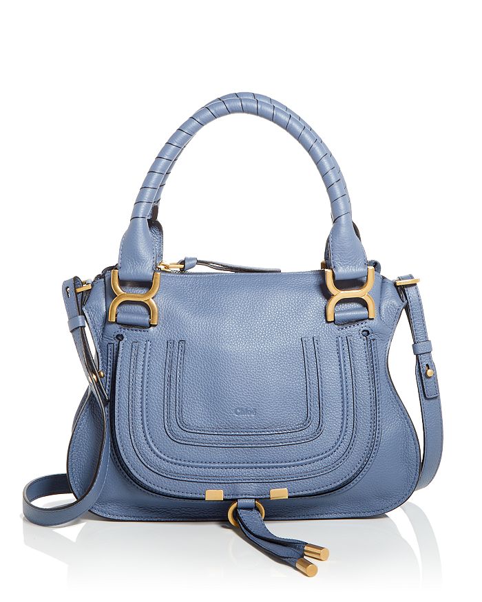 Small Leather Marcie Top-handle Bag In Graphite Navy