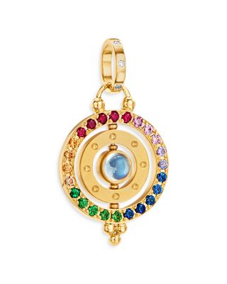 18K Yellow Gold Celestial Multi Gemstone Orbital Pendant