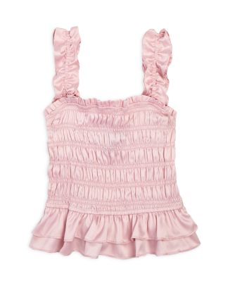 AQUA Girls' Smocked Ruffle Tank Top - Big Kid | Bloomingdale's