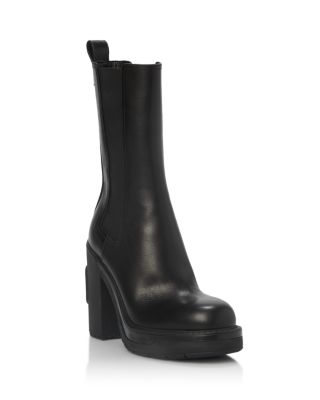 Valentino Garavani Women's Vlogo Leather Block-Heel Boots - Nero - Size 11