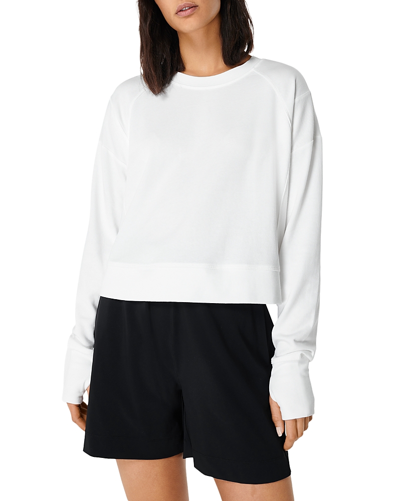 Sweaty Betty After Class Cropped Sweatshirt In Lily White
