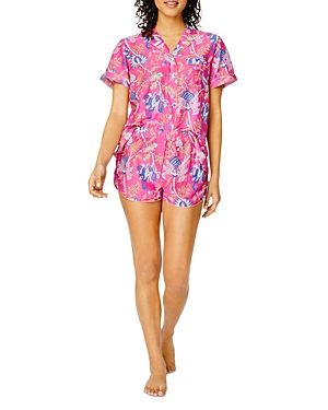 Roller Rabbit Amanda Lulu Printed Short Pajama Set In Hot Pink | ModeSens