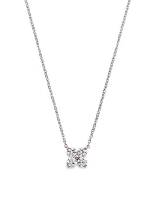 Bloomingdale's Fine Collection - Certified Diamond Clover Pendant Necklace in 14K White Gold featuring diamonds with the De Beers Code of Origin, 0.75 ct. t.w. - Exclusive