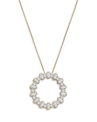 Bloomingdale's Fine Collection Diamond Baguette & Round Circle Pendant Necklace in 14K Yellow Gold, 0.75 ct. t. w. - Exclusive