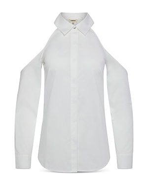 L'agence Morgan Cotton-blend Cold-shoulder Shirt In White
