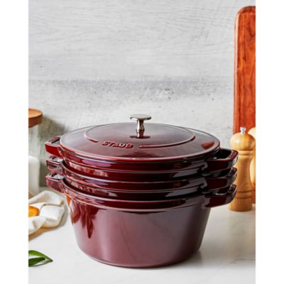 4 Pc Stackable Enameled Cast Iron Set