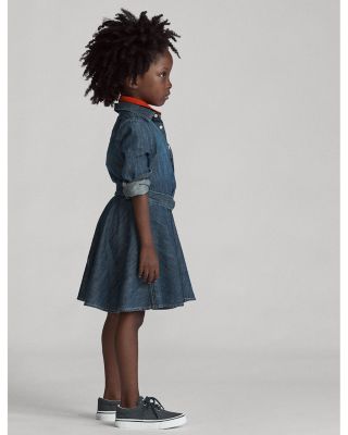 Girls' Denim Shirt Dress with Belt - Little Kid