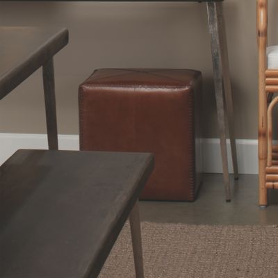 Tobacco Leather Ottoman