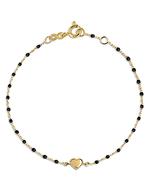 Gigi Clozeau Resin & 18k Yellow Gold Lucky Heart Pendant Bracelet In Black/gold