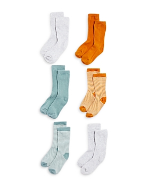 Bloomie's Baby Boys' Solid & Striped Knit Socks, 6 Pack - Baby In Green